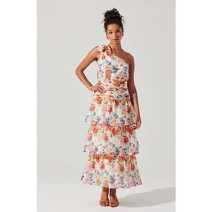 ASTR Natali One Shoulder Floral Maxi Dress